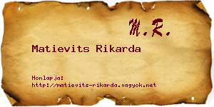 Matievits Rikarda névjegykártya
